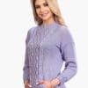 INTI0429 INTI ALPACA Purple Alpaca Aran Sweater Pullover for Women with Kangaroo Pocket