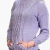 INTI0429 INTI ALPACA Purple Alpaca Aran Sweater Pullover for Women with Kangaroo Pocket