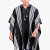 INTI0453 INTI ALPACA Alpaca Hooded Poncho for Men- Wool Cape with Hood - Winter Long Poncho - Comfortable House Coat - Black Cloak Cape