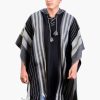 INTI0453 INTI ALPACA Alpaca Hooded Poncho for Men- Wool Cape with Hood - Winter Long Poncho - Comfortable House Coat - Black Cloak Cape