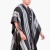 INTI0453 INTI ALPACA Alpaca Hooded Poncho for Men- Wool Cape with Hood - Winter Long Poncho - Comfortable House Coat - Black Cloak Cape