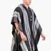 INTI0453 INTI ALPACA Alpaca Hooded Poncho for Men- Wool Cape with Hood - Winter Long Poncho - Comfortable House Coat - Black Cloak Cape