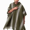 INTI0459 INTI ALPACA Mens Hooded Poncho - Alpaca Cloak Cape for winter Season - Western Cowboy knitted in Green Wool
