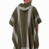 INTI0459 INTI ALPACA Mens Hooded Poncho - Alpaca Cloak Cape for winter Season - Western Cowboy knitted in Green Wool