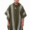 INTI0459 INTI ALPACA Mens Hooded Poncho - Alpaca Cloak Cape for winter Season - Western Cowboy knitted in Green Wool