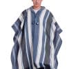 INTI0462 INTI ALPACA STRIPED BLUE ALPACA PONCHO FOR MEN WESTERN CLOAK WITH HOOD