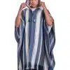 INTI0462 INTI ALPACA STRIPED BLUE ALPACA PONCHO FOR MEN WESTERN CLOAK WITH HOOD