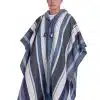 INTI0462 INTI ALPACA STRIPED BLUE ALPACA PONCHO FOR MEN WESTERN CLOAK WITH HOOD