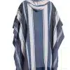 INTI0462 INTI ALPACA STRIPED BLUE ALPACA PONCHO FOR MEN WESTERN CLOAK WITH HOOD