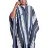 INTI0462 INTI ALPACA STRIPED BLUE ALPACA PONCHO FOR MEN WESTERN CLOAK WITH HOOD