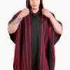 INTI0464 INTI ALPACA Men's Alpaca Poncho with Hood- Handmade Cape in Alpaca Wool - Winter Fashion - Traditional Peruvian Poncho - Home Cloak Coat - Street Style in Black and Red Color - Praga
