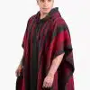 INTI0464 INTI ALPACA Men's Alpaca Poncho with Hood- Handmade Cape in Alpaca Wool - Winter Fashion - Traditional Peruvian Poncho - Home Cloak Coat - Street Style in Black and Red Color - Praga