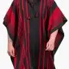 INTI0464 INTI ALPACA Men's Alpaca Poncho with Hood- Handmade Cape in Alpaca Wool - Winter Fashion - Traditional Peruvian Poncho - Home Cloak Coat - Street Style in Black and Red Color - Praga