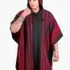 INTI0464 INTI ALPACA Men's Alpaca Poncho with Hood- Handmade Cape in Alpaca Wool - Winter Fashion - Traditional Peruvian Poncho - Home Cloak Coat - Street Style in Black and Red Color - Praga