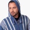 INTI0465 INTI ALPACA Blue Hooded Poncho for Men – Winter Cloak Cape – Outwear Hoodies Pullover ” Zurich”- Fashion Blanket Cape