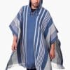 INTI0465 INTI ALPACA Blue Hooded Poncho for Men – Winter Cloak Cape – Outwear Hoodies Pullover ” Zurich”- Fashion Blanket Cape