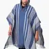 INTI0465 INTI ALPACA Blue Hooded Poncho for Men – Winter Cloak Cape – Outwear Hoodies Pullover ” Zurich”- Fashion Blanket Cape