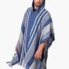 INTI0465 INTI ALPACA Blue Hooded Poncho for Men – Winter Cloak Cape – Outwear Hoodies Pullover ” Zurich”- Fashion Blanket Cape