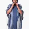 INTI0465 INTI ALPACA Blue Hooded Poncho for Men – Winter Cloak Cape – Outwear Hoodies Pullover ” Zurich”- Fashion Blanket Cape