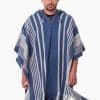 INTI0465 INTI ALPACA Blue Hooded Poncho for Men – Winter Cloak Cape – Outwear Hoodies Pullover ” Zurich”- Fashion Blanket Cape