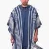 INTI0465 INTI ALPACA Blue Hooded Poncho for Men – Winter Cloak Cape – Outwear Hoodies Pullover ” Zurich”- Fashion Blanket Cape