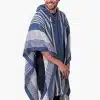 INTI0465 INTI ALPACA Blue Hooded Poncho for Men – Winter Cloak Cape – Outwear Hoodies Pullover ” Zurich”- Fashion Blanket Cape