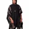 Hooded Alpaca Poncho-for Men Home Cloak Cape in Black Alpaca-Wool - Mens modern Cape - Outwear - Cowboy Poncho
