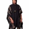 Hooded Alpaca Poncho-for Men Home Cloak Cape in Black Alpaca-Wool - Mens modern Cape - Outwear - Cowboy Poncho