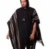 Hooded Alpaca Poncho-for Men Home Cloak Cape in Black Alpaca-Wool - Mens modern Cape - Outwear - Cowboy Poncho