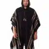 Hooded Alpaca Poncho-for Men Home Cloak Cape in Black Alpaca-Wool - Mens modern Cape - Outwear - Cowboy Poncho