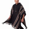 Hooded Alpaca Poncho-for Men Home Cloak Cape in Black Alpaca-Wool - Mens modern Cape - Outwear - Cowboy Poncho