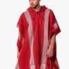 INTI0510 INTI ALPACA Hooded Red Alpaca poncho for men