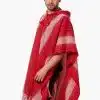 INTI0510 INTI ALPACA Hooded Red Alpaca poncho for men