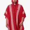 INTI0510 INTI ALPACA Hooded Red Alpaca poncho for men
