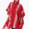 INTI0510 INTI ALPACA Hooded Red Alpaca poncho for men