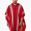 INTI0510 INTI ALPACA Hooded Red Alpaca poncho for men