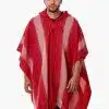 INTI0510 INTI ALPACA Hooded Red Alpaca poncho for men