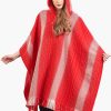 INTI0511 INTI ALPACA Hodded Soft Alpaca Poncho for Women with striped design - Christmas Wool Cape - Casual and Modern