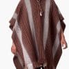 INTI0512 INTI ALPACA Hooded Brown Alpaca Poncho for Men Traditional Peruvian Poncho knitted in alpaca Wool
