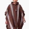 INTI0512 INTI ALPACA Hooded Brown Alpaca Poncho for Men Traditional Peruvian Poncho knitted in alpaca Wool
