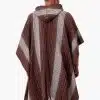 INTI0512 INTI ALPACA Hooded Brown Alpaca Poncho for Men Traditional Peruvian Poncho knitted in alpaca Wool