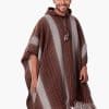 INTI0512 INTI ALPACA Hooded Brown Alpaca Poncho for Men Traditional Peruvian Poncho knitted in alpaca Wool
