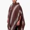 INTI0512 INTI ALPACA Hooded Brown Alpaca Poncho for Men Traditional Peruvian Poncho knitted in alpaca Wool