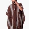 INTI0512 INTI ALPACA Hooded Brown Alpaca Poncho for Men Traditional Peruvian Poncho knitted in alpaca Wool