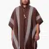INTI0512 INTI ALPACA Hooded Brown Alpaca Poncho for Men Traditional Peruvian Poncho knitted in alpaca Wool