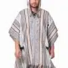 INTI0515 INTI ALPACA Alpaca Hooded Poncho for Men - Hippie Cloak Cape with hood - Andean Traditional Serape knitted with alpaca wool
