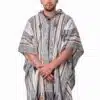 INTI0515 INTI ALPACA Alpaca Hooded Poncho for Men - Hippie Cloak Cape with hood - Andean Traditional Serape knitted with alpaca wool