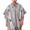 INTI0515 INTI ALPACA Alpaca Hooded Poncho for Men - Hippie Cloak Cape with hood - Andean Traditional Serape knitted with alpaca wool