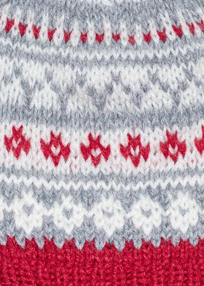 INTI ALPACA Christmas Alpaca Beanie Hat for Women with Pom Pom - Handmade with Peruvian Alpaca Wool for Outdoor and Indoor Gray