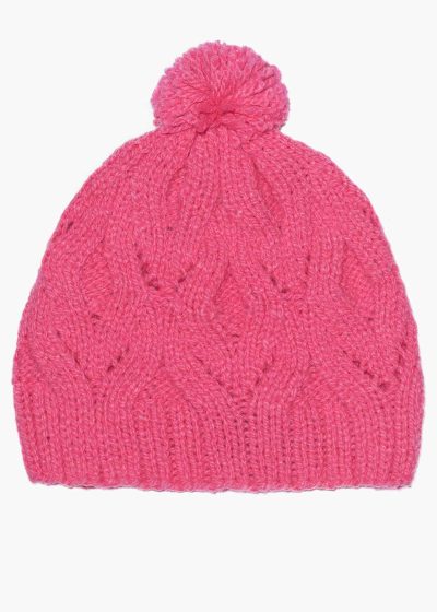INTI0536 INTI ALPACA Handmade Beanie Hat-for Women Warm and Soft Wool Hat for Winter - Cerise pink for winter season